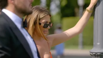 Balenciaga Black Rectangle Frame Sunglasses worn by Chloe Ferry as seen in Geordie Shore (S26E10)