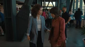 Theory Striped Polo Top worn by Zoe (Sherri Saum) as seen in Imperfect Women (S01E03)
