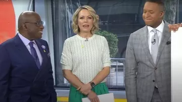 Ann Taylor Weekend Pointelle Sweater Tee worn by Dylan Dreyer as seen in Today on March 26, 2026