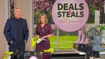 Vestido Midi con estampado floral Oscar de la Renta, que lleva Tory Johnson, visto en Good Morning America el 25 de marzo de 2026