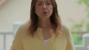 Shrinking S03 Christa Miller Yellow Cardigan worn by Liz (Christa Miller) as seen in Shrinking