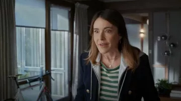 Jennifer Meyer Diamond Long Bar Drop Earrings worn by Liz (Christa Miller) as seen in Shrinking(S03E09)