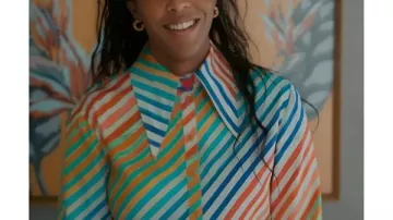 Shrinking S3 Jessica Williams Rainbow Striped Shirt