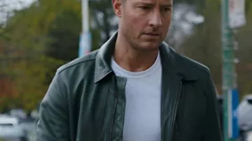 Justin Hartley Tracker S03 Green Leather Jacket