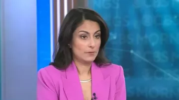 Blazer de L'Agence Brooke llevado por Celine Gounder, visto en CBS Mornings el 17 de marzo de 2026