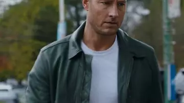 Tracker Green Leather Jacket worn by Colter Shaw (Justin Hartley) as seen in Tracker (S03)