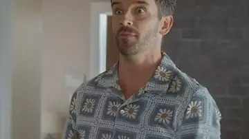 Shrinking S03 Michael Urie Crochet Floral Shirt worn by Brian (Michael Urie) as seen in Shrinking