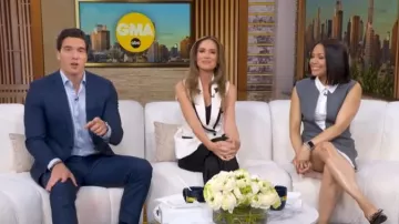Chaleco de ribetes Zara Contrast que lleva Rhiannon Ally visto en Good Morning America el 1 de abril de 2026
