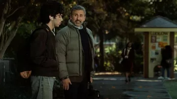 Quince Responsible Down Jacket worn by Greg Russo (Steve Carell) as seen in Rooster (S01E01)