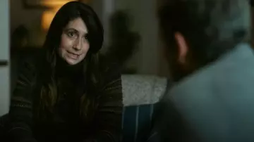 Ralph Lauren Striped Wool Turtleneck Sweater worn by Katie (Charly Clive) as seen in Rooster (S01E03)