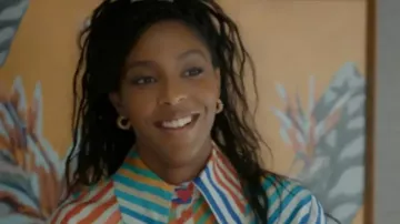 Shrinking S03 Jessica Williams Rainbow Striped Shirt of Gaby (Jessica Williams) in Shrinking