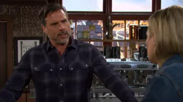 Camisa de cuadros G Star Raw Raw Worker Slim Fit llevada por Nick Newman (Joshua Morrow) vista en The Young and the Restless el 3 de marzo de 2026