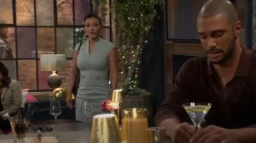 Karen Millen Ponte Belted Jersey Midi Dress in Sage worn by Audra Charles (Zuleyka Silver) as seen in The Young and the Restless on March 4, 2026
