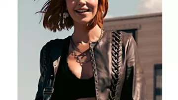 Belle Skinner Marshals S01 Lace-up Leather Jacket
