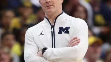 Sweat-shirt demi-fermeture des Michigan Wolverines de Dusty May