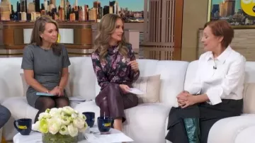 Buenos pantalones americanos de cuero sintético usados por Rhiannon Ally como se ven en Good Morning America el 6 de abril de 2026