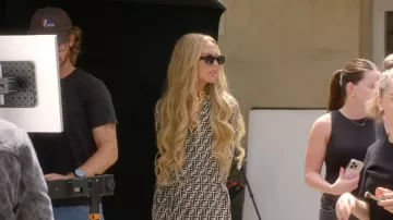 Fendi Monochrome Zucca Monogram Silk Belted Jumpsuit worn by Rachel Zoe as seen in The Real Housewives of Beverly Hills (S15E16)