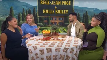 Helsa The Abstraction Color Block Jersey vestido que lleva Halle Bailey como se ve en Today with Jenna & Sheinelle el 7 de abril de 2026
