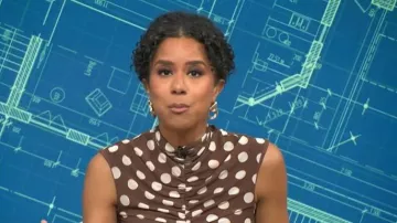 Top de cuello alto AFRM Jolie con cuello alto llevado por Adriana Díaz visto en CBS Mornings el 1 de abril de 2026