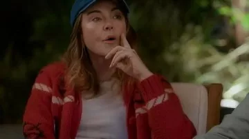 Shrinking S03 Christa Miller Red Cardigan worn by Liz (Christa Miller) as seen in Shrinking
