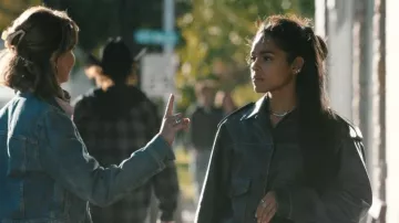 Topshop Faux Leather Cropped Button Thru Patch Pocket Bomber Jacket worn by Andrea Cruz (Ash Santos) as seen in Marshals (S01E04)