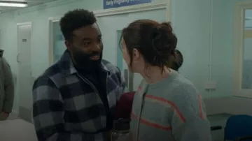 AllSaints Ellis zip Through Check Jacket worn by Stephen (Paapa Essiedu) as seen in Babies (S01E01)