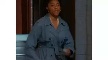 Shrinking S03 Jessica Williams Denim Trench Coat worn by Gaby (Jessica Williams) as seen in Shrinking