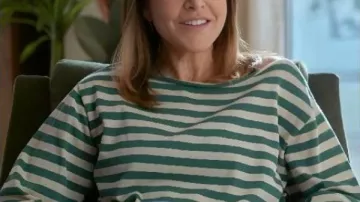 Shrinking S03 Christa Miller White/Green Striped Shirt