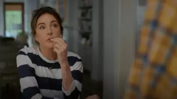 Jennifer Meyer Diamond Letter Disc Necklace worn by Liz (Christa Miller) as seen in Shrinking(S03E11)
