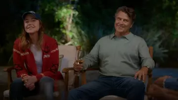 Suzie Kondi Kavari Intarsia-knit Cashmere Cardigan worn by Liz (Christa Miller) as seen in Shrinking(S03E11)