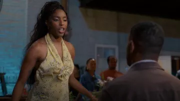 Rodarte Appliquéd Floral-print Silk Crepe de Chine Halterneck Gown worn by Gaby (Jessica Williams) as seen in Shrinking(S03E11)