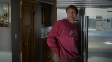 Urban Outfitters Small Plates Varsity Graphic Crew Neck Sweatshirt worn by Matthew (Markus Silbiger) as seen in Shrinking(S03E11)