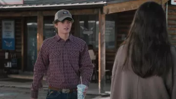 Gibson Trading Buckshot Striped Print Long Sleeve Snap Stretch Western Shirt worn by Tate Dutton (Brecken Merrill) as seen in Marshals (S01E05)