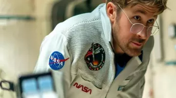 Combinaison de mission spatiale Ryan Gosling Project Hail Mary 2026 portée par Ryland Grace (Ryan Gosling) dans le cadre du Projet Hail Mary