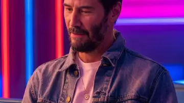 Resultado 2026 Chaqueta vaquera Keanu Reeves usada por Reef Hawk (Keanu Reeves) en Outcome