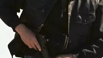 Leather Biker Vest worn by Kayce Dutton (Luke Grimes) in Marshals