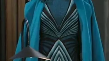 Trench coat bleu porté par (Karla Cheatham Mosley) dans Beyond the Gates