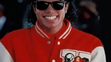 Jaafar Jackson Michael 2026 Red and White Varsity Jacket worn by Michael Jackson (Jaafar Jackson) as seen in Michael
