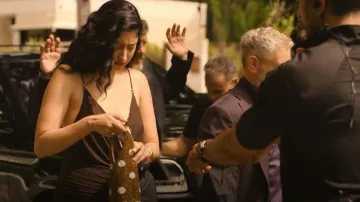 Ronny Kobo Anya Vestido Maxi Fruncido que lleva Morgan (Taylor Ortega) como se ve en Big Mistakes (S01E07)
