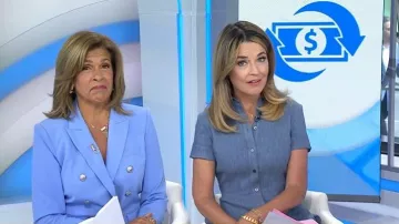 Camisa Theory Stretch Linen Blend llevado por Savannah Guthrie tal y como se ve en Today el 13 de abril de 2026