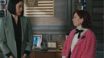Lanadale Chunky Gold Flower Statement Earrings worn by Elsbeth Tascioni (Carrie Preston) as seen in Elsbeth (S03E14)