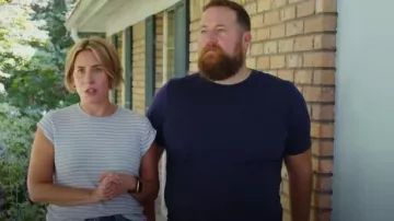 American Eagle Blue Striped Top worn by Erin Napier as seen in Home Town(S10E13)