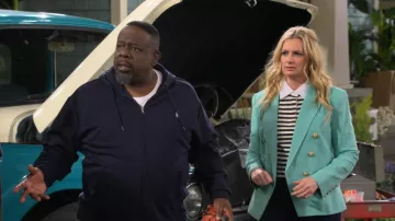 3.1 Phillip Lim Multi Stripe Polo Shirt worn by Gemma Johnson (Beth Behrs) as seen in The Neighborhood (S08E16)