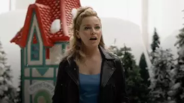 Elora Crop Leather Biker Jacket by AllSaints worn by Lindy (Elizabeth Banks) as seen in The Miniature Wife (S01E04)