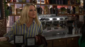 Traje interior Staud Traverse en Linus Stripe llevado por Sharon Newman (Sharon Case) visto en The Young and the Restless el 9 de abril de 2026