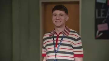 Harry Lambert For Zara x Disney Stripe-Pattern Short Sleeve Wool Blend Polo Jumper worn by Jacob Hill (Chris Perfetti) as seen in Abbott Elementary (S05E19)
