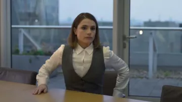 Mango Speckled Wool Waistcoat worn by Charlotte Riley as seen in Babies (S01E05)