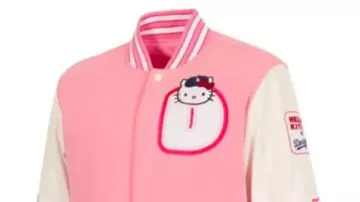 Chaqueta bomber rosa de LA Dodgers x Hello Kitty