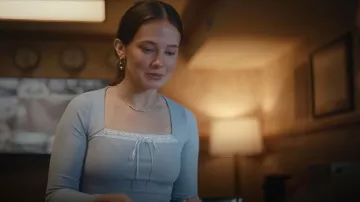 Hollister Ribbed Seamless Fabric Lace Trim Square Neck Top worn by Ashley Miller (Ashley Miller) as seen in BEEF(S02E02)