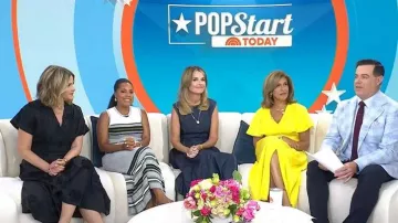 Falda larga de algodón bordada con cinta Lela Rose llevada por Jenna Bush Hager vista en Today the 16 April 2026